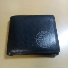 トミー・ヒルフィガー 二つ折り財布 黒 レザー