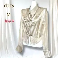 極美品 DAZY シアーブラウス チャイナ　光沢 花柄 ミドル丈 高級感　一点物