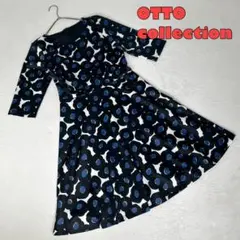 【OTTO collection】ワンピース　背中ファスナー　総柄 M 五分丈のサムネイル