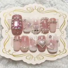 現品販売 ネイルチップ オーダー 量産型ネイル フレンチガーリー 韓国 ワンホン