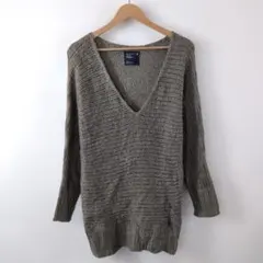 ◆American Eagle モヘア混 Vネック ロングニット L ブラウン