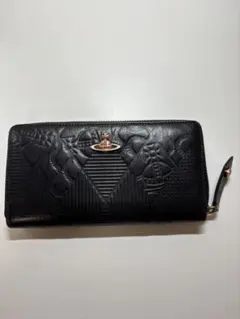 ヴィヴィアンウエストウッド 長財布 クロコ パイソン ラウンドジップ 黒 型押し ヴィヴィアンウエストウッド クロコ型押し 長財布 パイソン ラウンド