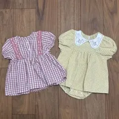 ロンパース2枚セット 80サイズ ギンガムチェック