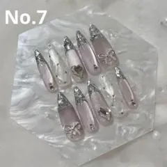 オーダーネイルチップ　ガラスフレンチ　ワンホン　韓国　ギャル　マグネット　スナ系