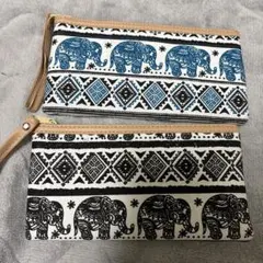 象柄の布製ポーチセット　タイで購入