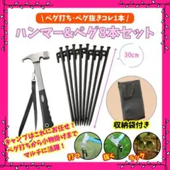 ペグ　ハンマー　ペグハンマー30cm ペグ8本　収納袋付き 10点セットのサムネイル