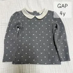 GAP ハート柄 丸襟 長袖Tシャツ グレー 4y