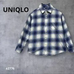 【ユニクロ】 長袖シャツ フランネル　チェック 綿　白×青 キッズ120