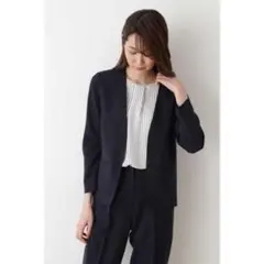 (極美品)ナチュラルビューティーベーシック　トリクシオンツイルセットアップ　紺色