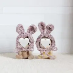 うさぎ　ふわふわ　帽子　モコモコうさぎ　ボンネット　ミニチュアドール　赤ちゃん