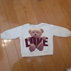 クマ LOVE トレーナー 86センチ ホワイト