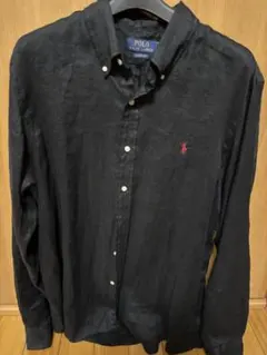 ポロラルフローレン リネンシャツ 麻100% 現行モデル◎黒L