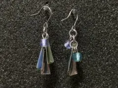 【 ビーズ ブルー パープル 両耳用ピアス 】