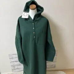 Yishiman ベーシック コットン 裏毛 ハーフジップ ワンピース XL