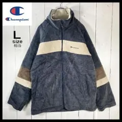 チャンピオン Champion ボア フリース ジャケット 刺繍ロゴ 古着 L