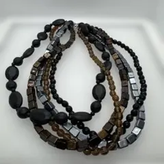 昭和レトロ ビーズ5連ネックレス 約22.5cm