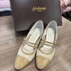 美品ヨシノヤhosenarika ベージュ ストラップ付き ハイヒール・パンプス