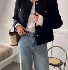【美品】JOUR JOIE ツイードジャケット 金ボタンダブル
