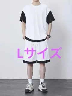 Lサイズ　 上下セット メンズ セットアップ 夏 アウターホームウエア 涼しい