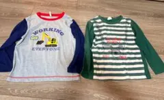 キッズ 長袖Tシャツ 2枚セット 働く車 ボーダー カメラ 120cm