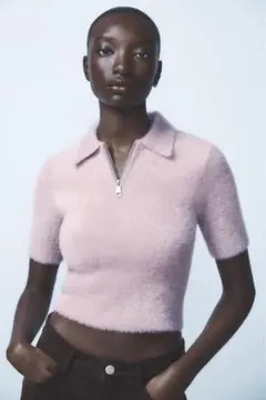 ZARA フェイクファーポロトップス