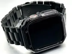 Apple Watch ブラックBT14TPUケース　ステンレスバンド　キラキラ