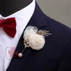 パーティ 結婚式 コサージュ 白バラ ホワイトローズ パール 卒園 入園 卒業