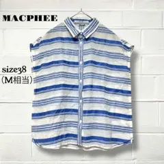 L マカフィー MACPHEE 透け感 ブラウス シャツ ノースリーブ MACPHEE - L マカフィー MACPHEE 透け感 ブラウス シャツ ノースリーブ