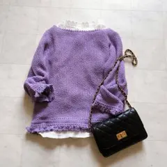 IENA イエナ　春先ニットプルオーバー 袖レース編み コットンリネン