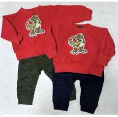 moujonjon 恐竜刺繍トレーナー＆星柄キルト裾リブパンツ ＊80サイズ