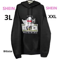 3L パーカー プルオーバー 黒 大きいサイズ SHEIN 古着 トップス