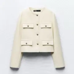 未使用タグ付き⭐️ザラ フラップ クロップドジャケット 完売品 金ボタン 白 2025年最新】フラップクロップドジャケットの人気アイテム