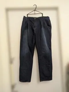 ダークブルー ウエスト後ゴム デニムパンツ 大きいサイズ