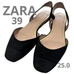 【美品】ZARA ザラ スリングバック フラットパンプス ブラック 39✨️のサムネイル