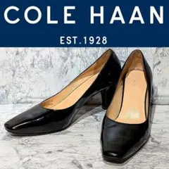 コールハーン ナイキエア 黒 パンプス 24.5 スクエアトゥ　エナメル