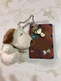 スヌーピー ぬいぐるみ キーホルダー付きカードケース