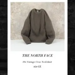 THE NORTH FACE 80s茶タグ 畦編みウールクルーネックニット LLのサムネイル