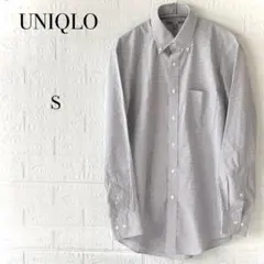 UNIQLO メンズ 長袖シャツ ボタンダウンシャツ チェック柄 紺白チェック