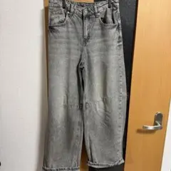 レディース　デニム　グレー ワイドレッグデニムパンツ　H&M