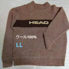 連休限定❗️【希少】HEAD ロゴ入りニットクルーネックセーター ブラウン LL