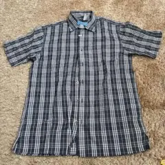 BURBERRY 半袖チェックシャツ S ネイビー系