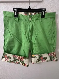 PAR72 グリーン 花柄折り返しパンツ