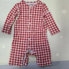 Booboo 赤と白のチェックロンパース