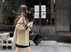 丸襟切り替えハンティングジャケットベージュ