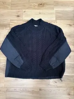 niko and... ニコアンド キルトニットドッキング セーター M 黒