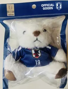 新品JFA公式　サッカー　日本代表　ユニフォームベアキーホルダー　小川航基　19のサムネイル