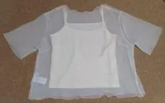 シースルー 半袖 トップス 重ね着用　M～L
