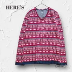 Y5545【ヒアーズストリート】長袖カットソー レイヤード風 ノルディック調 冬