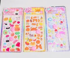 ★３Ｄシール３枚セット★マシュマロシール★ぷにぷに肉球★もちぷにゅ～★Ｅ３７
