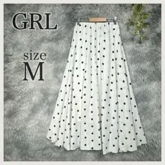 グレイル/ロングプリーツスカート/ドット/ウエストゴム/ホワイト/ブラック